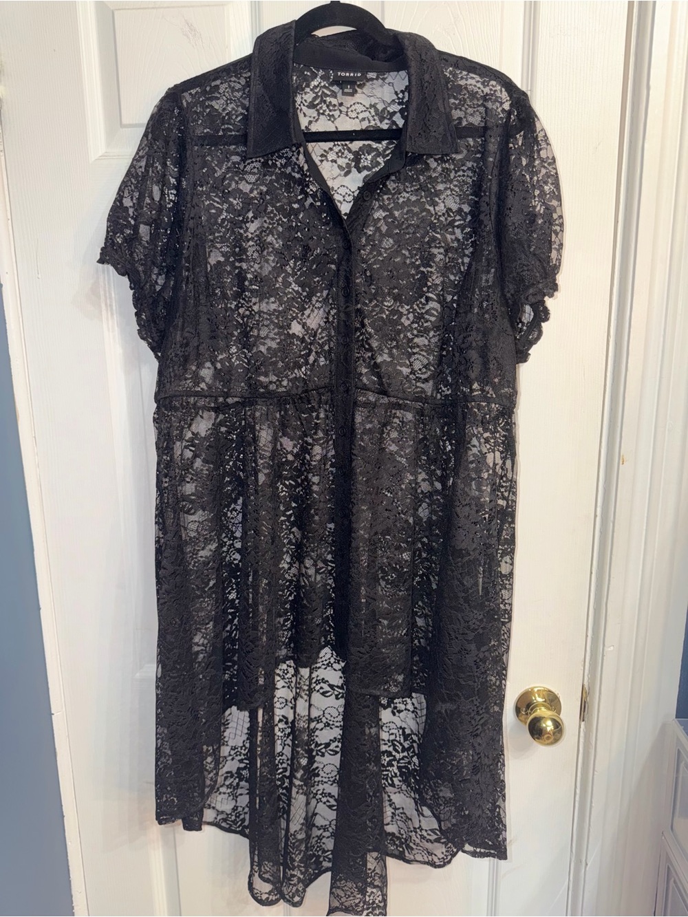 torrid Black Sheer Lace Collared High-Low Dress